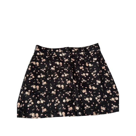 Celebrity Pink Dresses & Skirts - Celebrity Pink Black Denim Floral Mini A-Line Jean Skirt Women's L
